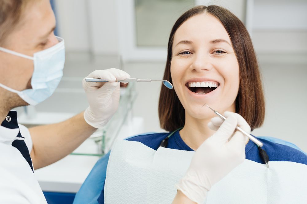 a women is getting dental treatment